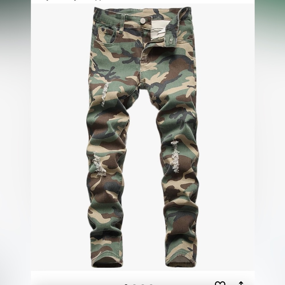 Boys Skinny Camo Distressed Jeans